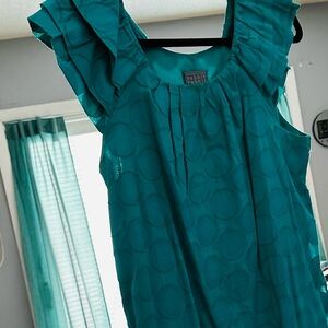 Rabbit Rabbit Ruffled Teal Blouse